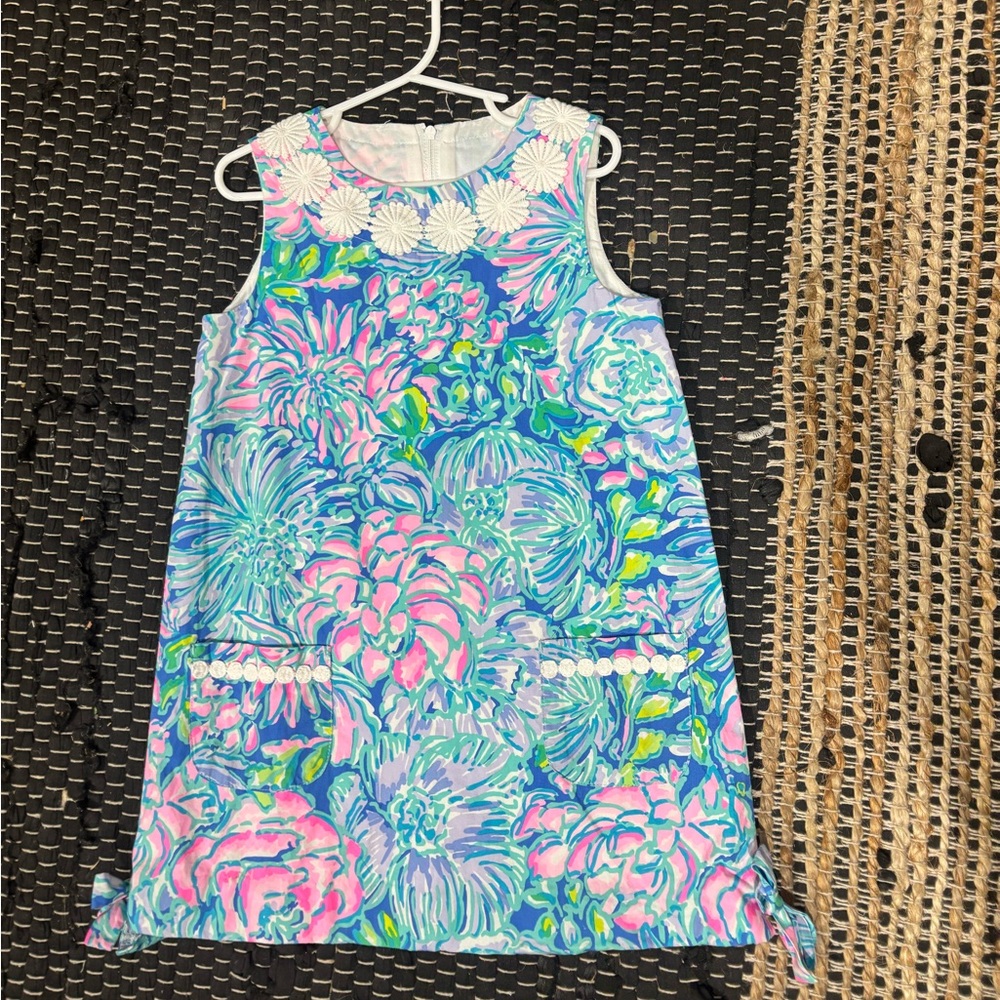 Lilly Pulitzer Girls Floral Shift Dress in Blue, Pink & Green